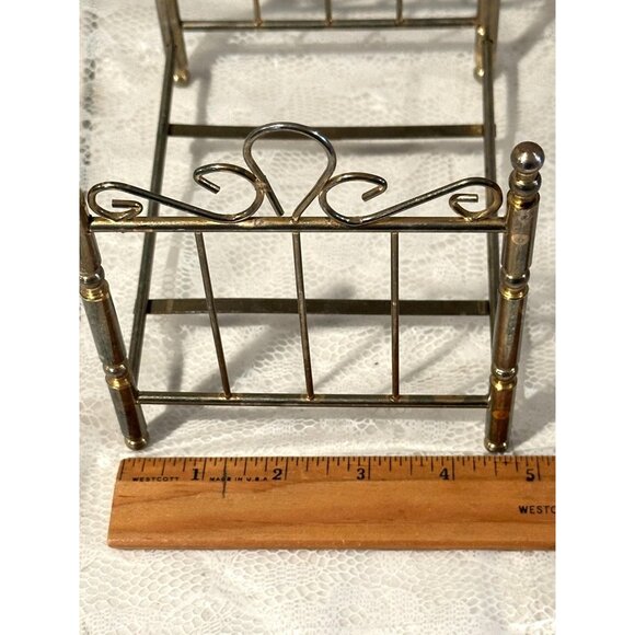 Miniature Bed Frame Base Brass Metal Dollhouse Collectible Furniture Vtg - Picture 2 of 9